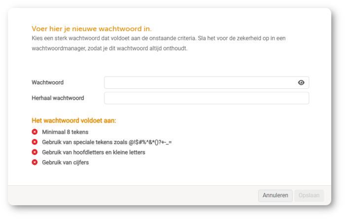 Portaal wijzigen wachtwoord Portaal wijzigen wachtwoord
