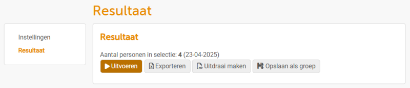 Resultaat selectie ‘SelectieAbo’